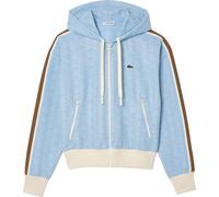 Lacoste - Sweat à capuche "Jacquard" avec fermeture éclair sur toute la longueur pour femme GT2184 (32 FR) (Bleu clair/Blanc)