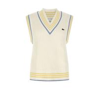 Lacoste - V-neck Logo Patch Vest - Homme - Pulls - Blanc - Taille: L