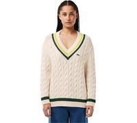 Lacoste Women's Crew Neck Jumper Farine/Vert 8 (36) Female