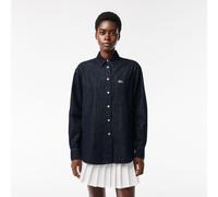 Lacoste Women's Long-Sleeve Denim Shirt Dark Rinse 12 (40) Female