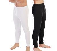 LACOTEX L C T L1906 Lot de 2 slips longs intérieurs pour homme en coton molletonné Modèle thermique, Blanc/noir, S