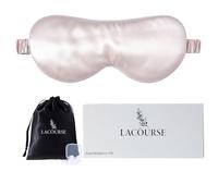LaCourse Masque de sommeil 22 mommes en soie de mûrier 100 % naturelle, adapté au sommeil, masque de sommeil frais, confortable et occultant avec bande en soie élastique, rembourrage en soie pure