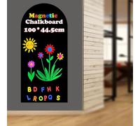LACQWO Tableau noir magnétique pour arche murale - 101,6 x 45,7 cm - Papier contact à décoller et coller pour murs - Autocollant mural magnétique avec 53 lettres magnétiques pour enfant - Rouleau de