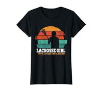 Lacrosse Girl Stick Lax Girl Retro Player Gardienne de but Femme T-Shirt