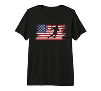 Lacrosse Player Gift Patriotic American Flag Lacrosse T-Shirt Haut de Gamme
