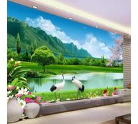 Lacs Ciel Bleu Montagnes Fleurs Paysages Naturels Papier Peint 3D Installation Facile Intissé Tapisserie Bureau Salon Canapé Chambre Décoration Murale-430cm×300cm