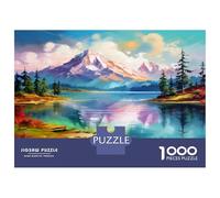Lacs Montagnes 1000 Pièces De Puzzle Carton Épais Jeu De Puzzle Lac Neigeux Puzzle De Détente pour Activité De Puzzle De Vacances, Une Énigme du Cadeau De Noël 52x38cm/1000pcs