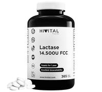 Lactase 14500 unités FCC. 365 comprimés végétaliens pour 1 an. | Enzyme Lactase pour l'intolérance au Lactose, au Lait et aux dérivés du lait. Fabriqué en Europe par HIVITAL