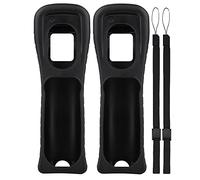 Lactivx Lot de 2 coques en silicone avec dragonne pour télécommande Wii (Noir)