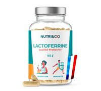 NUTRI & CO Lactoferrine Brevetée Proferrin® - 200mg/gélule - Système Immunitaire & Digestif + Assimilation du Fer - Apolactoferrine issue de Lait Français - 60 gélules Vegan - Fabriqué en France