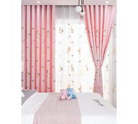 Lactraum Rideau pour chambre d'enfant fille princesse brodé licorne arc-en-ciel nuage couronne voile ruban universel 145 x 245 cm