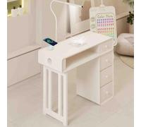 LACVBNFGT Table De Manucure avec Collecteur Poussières 80W, Lumière LED Cachée Et Bureau Technologie Charge sans Fil Stockage, pour Les Salons Studios Beauté(80X40X76cm)