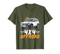 Lada Niva 4x4 Offroad Véhicule Tout-Terrain Russe T-Shirt, Homme, Olive, XXL