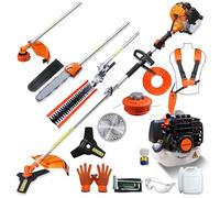 LADAMI Débroussailleuse à essence 52 cc 2 temps avec coupe-bordure à essence et débroussailleuse, taille-haie, tronçonneuse 3 CV, outil de jardin à 2 temps, puissant et économe en carburant