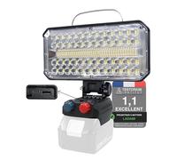 LADAMI Lampe sans fil pour batterie Makita 18 V - Pour batterie Einhell - Pour batterie Bosch - Projecteur portable pour chantiers de construction - Avec type C et charge USB - Pour camping