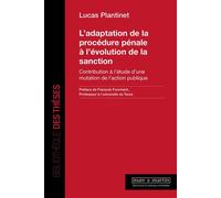 L'adaptation de la procédure pénale à l'évolution de la sanction Contribution à l'étude d'une mutation de l'action publique - Lucas Plantinet - Mare & Martin - broché - Etude