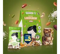 LADDUBAR Lot de 15 mini barres de noix de coco - Sans sucre raffiné, sans huile de palme et sans conservateur | Mini barres de taille de bouchée | Dates, fruits secs et ghee de vache | Un paquet - 15