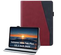 laddutoi Coque pour Lenovo Idea Tab Plus 12.1 Pouces 2025 TB361ZU/TB361FU, Housse PU Cuir avec Support Fonction & Fentes Cartes, Flip Cover Tablette Protection Étui Lenovo Idea Tab Plus, Rouge