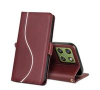 laddutoi Coque pour Motorola Edge 70 5G, Étui en Cuir PU Flip Case avec Rabat Porte Carte Clapet & Stand Fonction, Pochette Antichoc Housse de Protection pour Motorola Edge 70, Vin Rouge