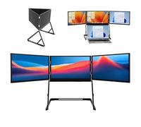 LADECNERHT Extension D'écran pour Ordinateur Portable 15,6", Batterie Externe Incluse, Triple écran IPS Fhd 1080p pour Ordinateurs Portables 13-17", Plug-and-Play avec HDMI/USB-C/Type-C