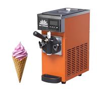 LADECNERHT Machine à Glace Molle 450w sur Plan De Travail, Trémie 2,5l, 4-5 Kg/H, 2-3 Cornets en Continu, Nettoyage en Un Bouton, écran LED, pour Restaurants Et Snack-Bars Orange