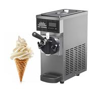 LADECNERHT Machine à Glace Molle Professionnelle 450w, Rendement 4-5 Kg/H, 2-3 Cornets en Continu, Trémie 2,5l, Congélateur 1l, pour Bars, Cafés, Supermarchés Gray