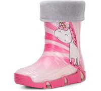 Ladeheid Bottes de Pluie Chaussure Enfant Fille Garçon Swk30 (Rose Licorne 30, 23/24 EU)