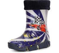 Ladeheid Bottes de Pluie Chaussure Enfant Fille Garçon Swk36 (Bleu Foncé Voiture 36, 31/32 EU)
