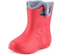 Ladeheid bottes de pluie enfant en EVA légères avec poignées, semelle antidérapante, chausson amovible avec bouton-pression LA-CA-04 (Poudre Rose, 32/33 EU)