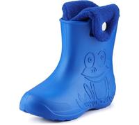 Ladeheid bottes de pluie enfant en EVA légères avec poignées, semelle antidérapante, chausson amovible avec bouton-pression LA-CA-04 (Bleu Métallisé, 34/35 EU)