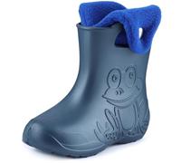 Ladeheid bottes de pluie enfant en EVA légères avec poignées, semelle antidérapante, chausson amovible avec bouton-pression LA-CA-04 (Vert/Gris, 34/35 EU)