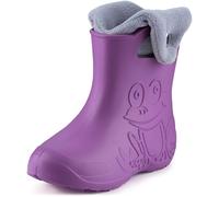 Ladeheid bottes de pluie enfant en EVA légères avec poignées, semelle antidérapante, chausson amovible avec bouton-pression LA-CA-04 (Corail/Gris, 24/25 EU)
