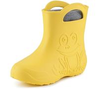 Ladeheid bottes de pluie enfant EVA imperméables ultra légères doublure chaude amovible poignées semelle antidérapante LA-CA-03 (Jaune/Gris, 28/29 EU)