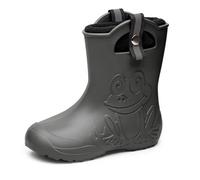 Ladeheid Bottes de Pluie Enfant Ultralégères avec Doublure Thermique pour Filles et Garçons Antidérapantes Chaussures de Pluie LA-CA-Frog245 (Anthracite, 26/27)