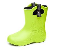 Ladeheid Bottes de Pluie Enfant Ultralégères avec Doublure Thermique pour Filles et Garçons Antidérapantes Chaussures de Pluie LA-CA-Frog245 (Vert Citron, 24/25)