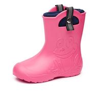 Ladeheid Bottes de Pluie Enfant Ultralégères avec Doublure Thermique pour Filles et Garçons Antidérapantes Chaussures de Pluie LA-CA-Frog245 (Rose, 34/35 EU)