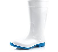 Ladeheid Bottes de Pluie Femme en Caoutchouc PVC avec Semelle Extérieure Antidérapante 100% Imperméable Chaussures pour Femmes résistantes à l'eau LA-967 (Blanc/Bleu, 38 EU)