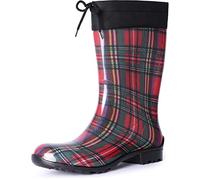 Ladeheid Bottes de Pluie Femme LA-968 (Rouge/Grille, 40 EU)