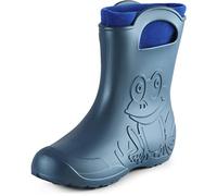 Ladeheid Bottes de pluie femme légères imperméables en mousse EVA avec doublure chaude motif grenouille semelle antidérapante poignées faciles à enfiler LA-CA-12 (Bleu Métallisé-2, 36/37 EU)