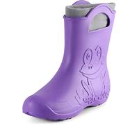 Ladeheid Bottes de pluie femme légères imperméables en mousse EVA avec doublure chaude motif grenouille semelle antidérapante poignées faciles à enfiler LA-CA-12 (Lilla, 40/41 EU)