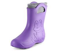 Ladeheid Bottes de pluie femme légères imperméables en mousse EVA avec doublure chaude motif grenouille semelle antidérapante poignées faciles à enfiler LA-CA-12 (Lilla, 36/37 EU)