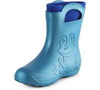 Ladeheid Bottes de pluie femme légères imperméables en mousse EVA avec doublure chaude motif grenouille semelle antidérapante poignées faciles à enfiler LA-CA-12 (Bleu Métallisé, 36/37 EU)