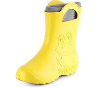 Ladeheid Bottes de pluie femme légères imperméables en mousse EVA avec doublure chaude motif grenouille semelle antidérapante poignées faciles à enfiler LA-CA-12 (Jaune, 38/39 EU)