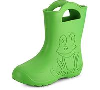 Ladeheid bottes de pluie femme ultra légères en EVA imperméables semelle antidérapante poignées faciles motif grenouille LA-CA-09 (Vert, 38/39 EU)