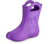 Ladeheid bottes de pluie femme ultra légères en EVA imperméables semelle antidérapante poignées faciles motif grenouille LA-CA-09 (Lilla, 40/41 EU)