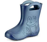 Ladeheid bottes de pluie femme ultra légères en EVA imperméables semelle antidérapante poignées faciles motif grenouille LA-CA-09 (Bleu Métallisé-2, 40/41 EU)