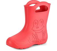 Ladeheid bottes de pluie femme ultra légères en EVA imperméables semelle antidérapante poignées faciles motif grenouille LA-CA-09 (Corail, 40/41 EU)