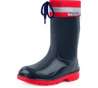 Ladeheid Bottes de Pluie Mixte Enfant Bottes en Caoutchouc Resistantes à l'eau pour Fille et Garçon Chaussures Imperméables LA-972 (Bleu Foncé/Rouge, 34 EU)