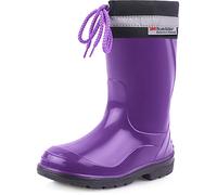 Ladeheid Bottes de Pluie Mixte Enfant Bottes en Caoutchouc Resistantes à l'eau pour Fille et Garçon Chaussures Imperméables LA-972 (Violet/Noir, 25 EU)