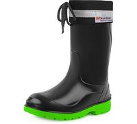 Ladeheid Bottes de Pluie Mixte Enfant Bottes en Caoutchouc Resistantes à l'eau pour Fille et Garçon Chaussures Imperméables LA-972 (Noir/Vert, 28 EU)
